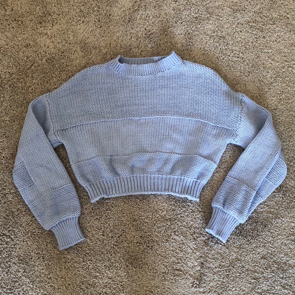 Textured Chunky Knit Cropped Sweater